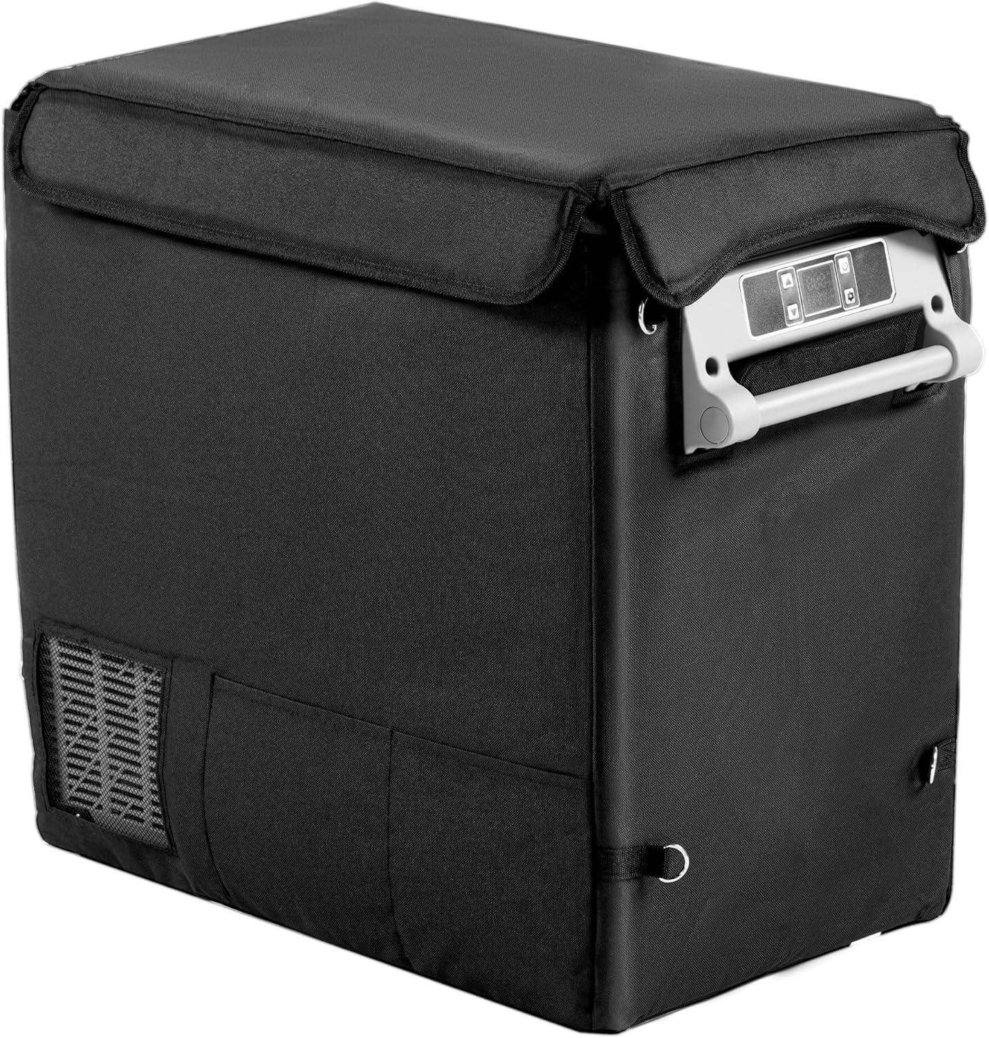 imageEUHOMY CF55 Insulated Protective Cover 59 Quart Car Refrigerator Insulated Transit Bag 12 Volt Portable Refrigerator Cover 59QT Car Fridge Freezer BlackRefrigerator