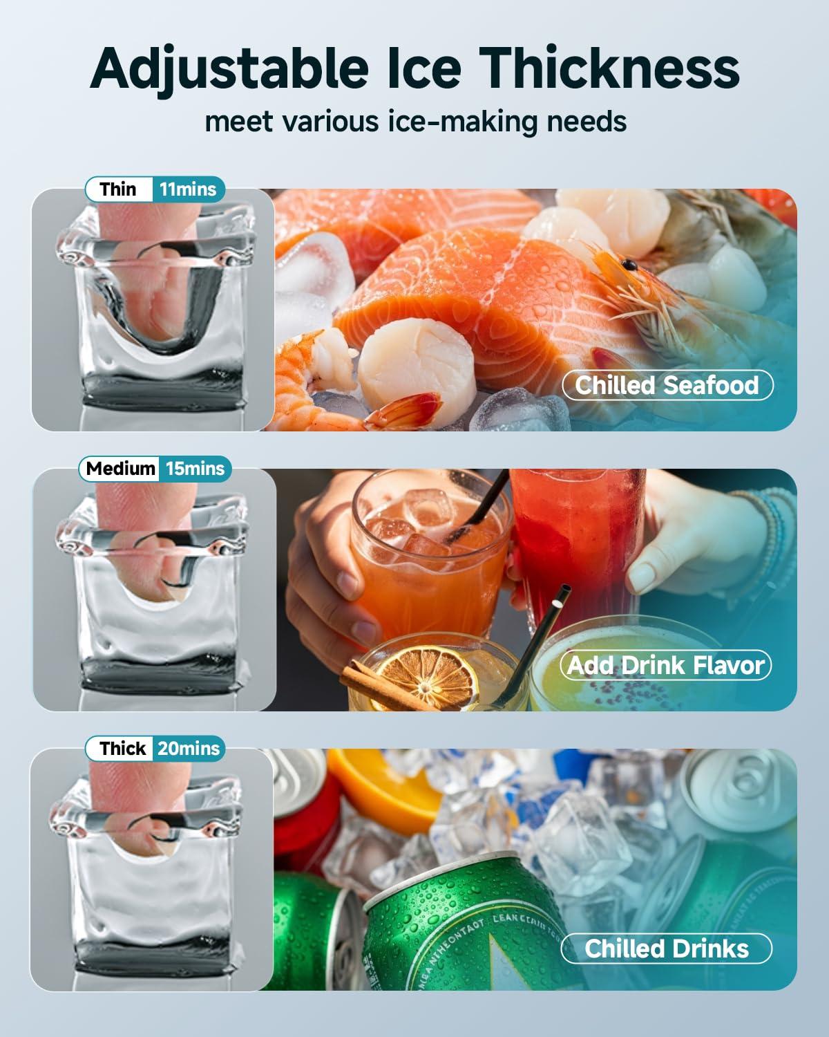imageEUHOMY Commercial Ice Maker Machine100lbs24H Stainless Steel Under Counter Ice Machine with 33lbs Storage Bin Freestanding Ice Maker for HomeBarCafeRestaurant100lbsday
