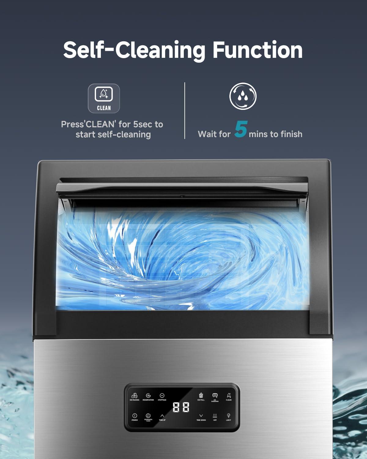 imageEUHOMY Commercial Ice Maker105lbs24HStainless Steel Under Counter Ice Machine with Water Filter33lbs Storage Capacity 45 Cubes in 812 Mins Freestanding Ice Machine for HomeBarCafeRestaurant105lbsday