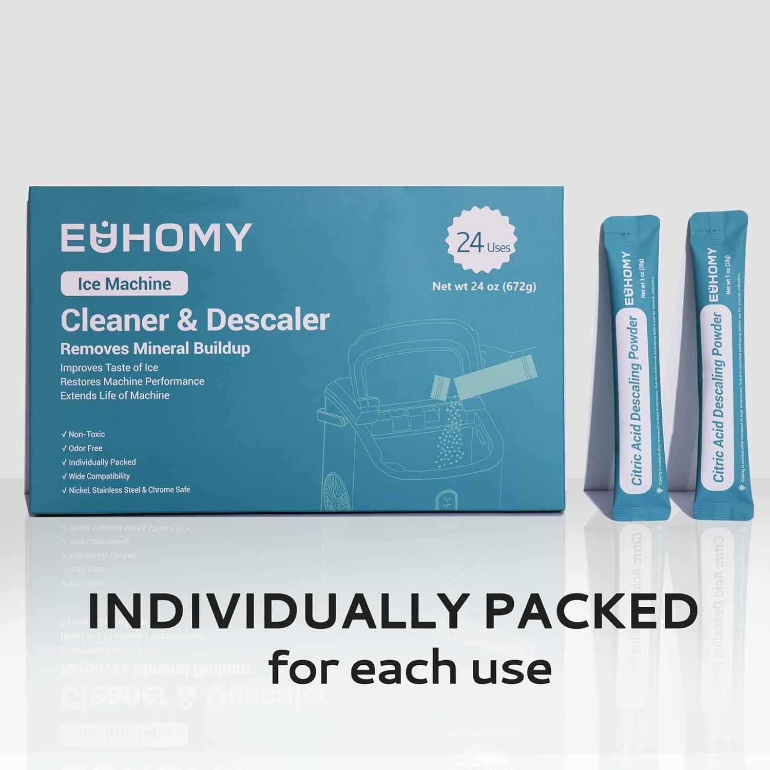 imageEUHOMY Ice Maker Cleaner ampamp Descaler  4 Use ampamp Individually Packed  Ice Machine Cleaner with Organic Citric Acid Descaling Powder Ideal for All Brands24 Ouncepack of 1