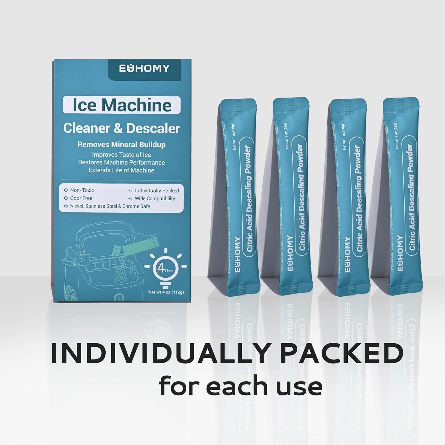 imageEUHOMY Ice Maker Cleaner ampamp Descaler  4 Use ampamp Individually Packed  Ice Machine Cleaner with Organic Citric Acid Descaling Powder Ideal for All Brands4 Ouncepack of 1
