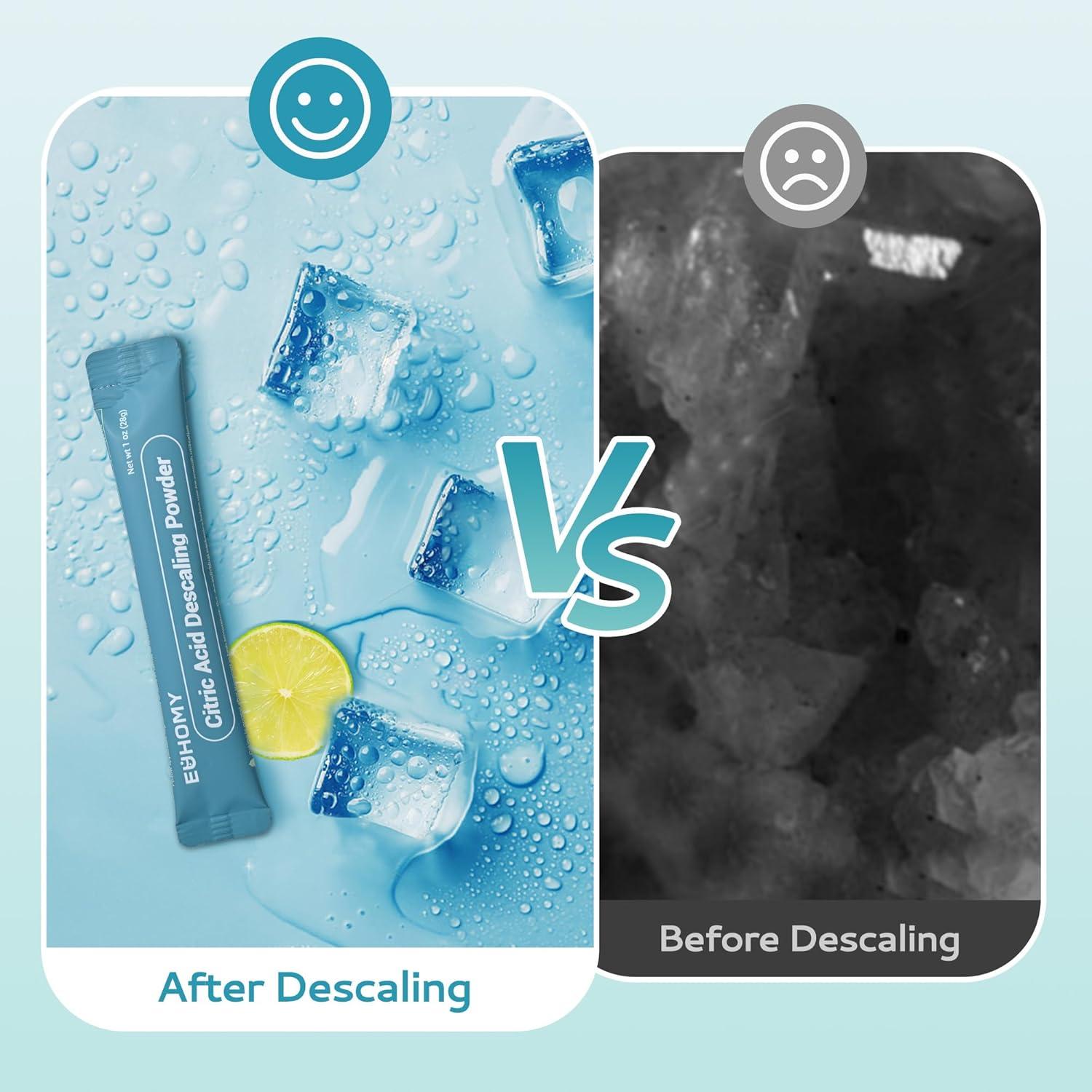 imageEUHOMY Ice Maker Cleaner ampamp Descaler  4 Use ampamp Individually Packed  Ice Machine Cleaner with Organic Citric Acid Descaling Powder Ideal for All Brands12 Ounceupgrade pack of 1