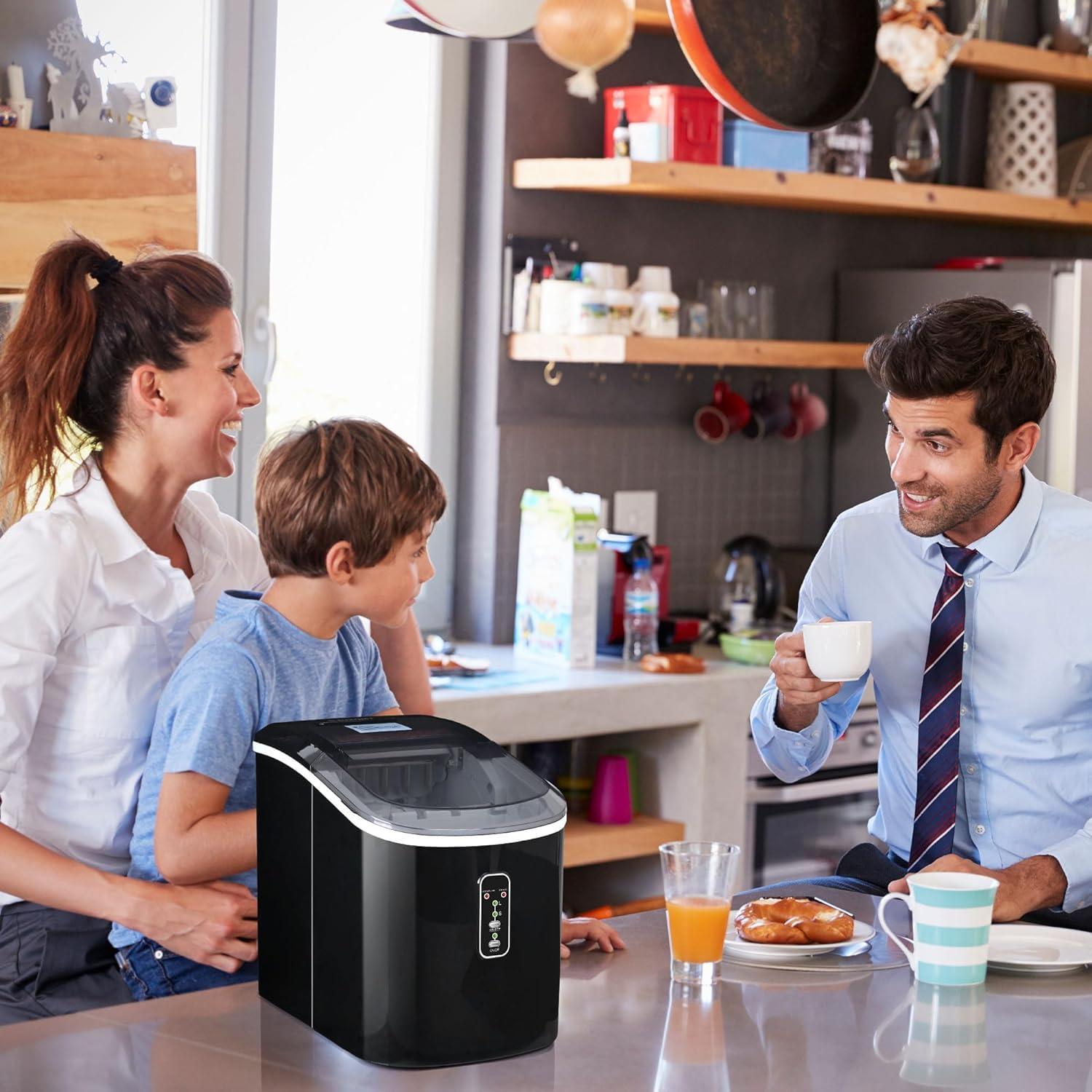 imageEUHOMY Nugget Ice Maker Countertop 44Lbs24H Pebble Ice Maker Machine SelfCleaning Pellet Ice Machine with Ice ScoopampampBasket Sonic Countertop Ice Machine for HomeKitchenOfficeBlackDark Black