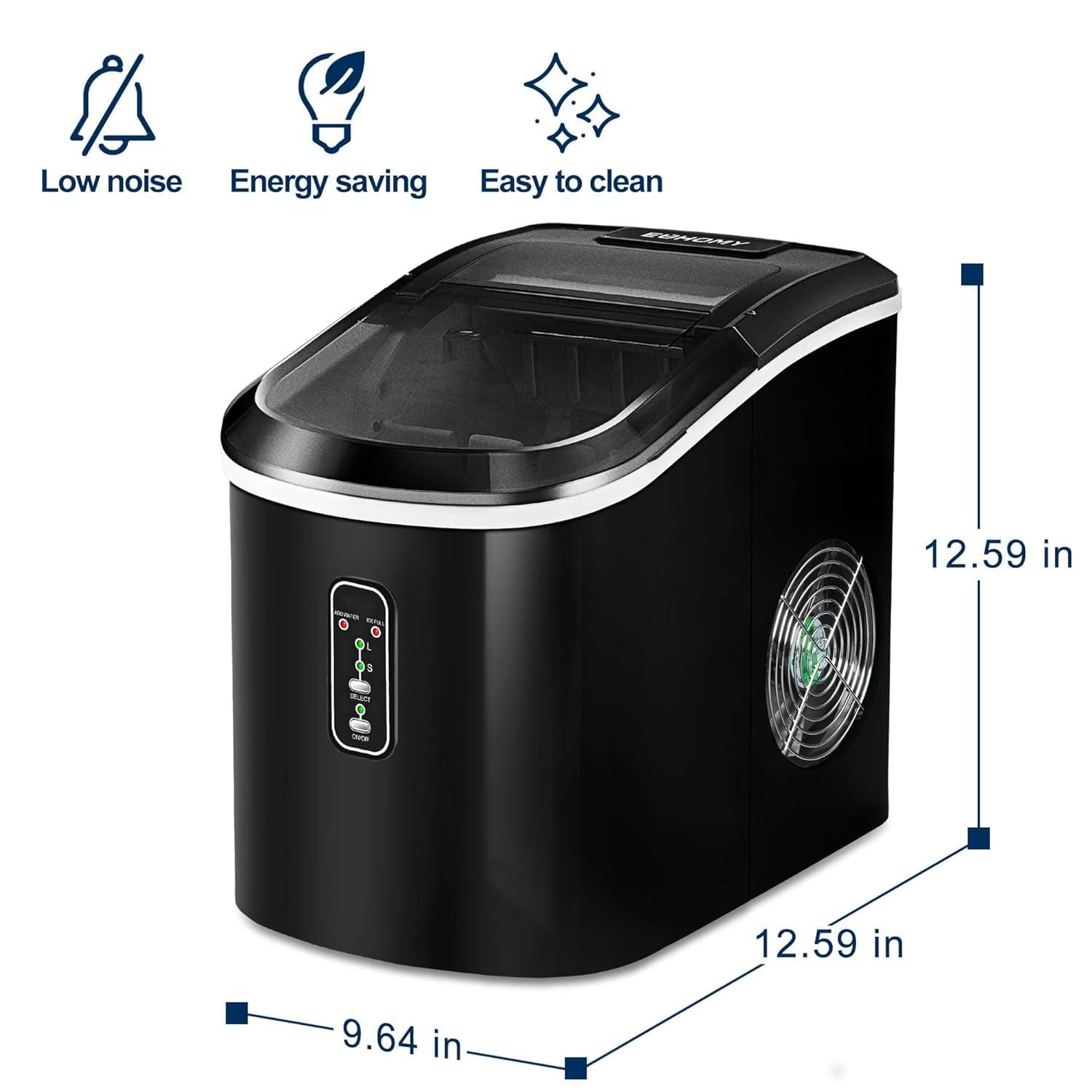 imageEUHOMY Nugget Ice Maker Countertop 44Lbs24H Pebble Ice Maker Machine SelfCleaning Pellet Ice Machine with Ice ScoopampampBasket Sonic Countertop Ice Machine for HomeKitchenOfficeBlackDark Black