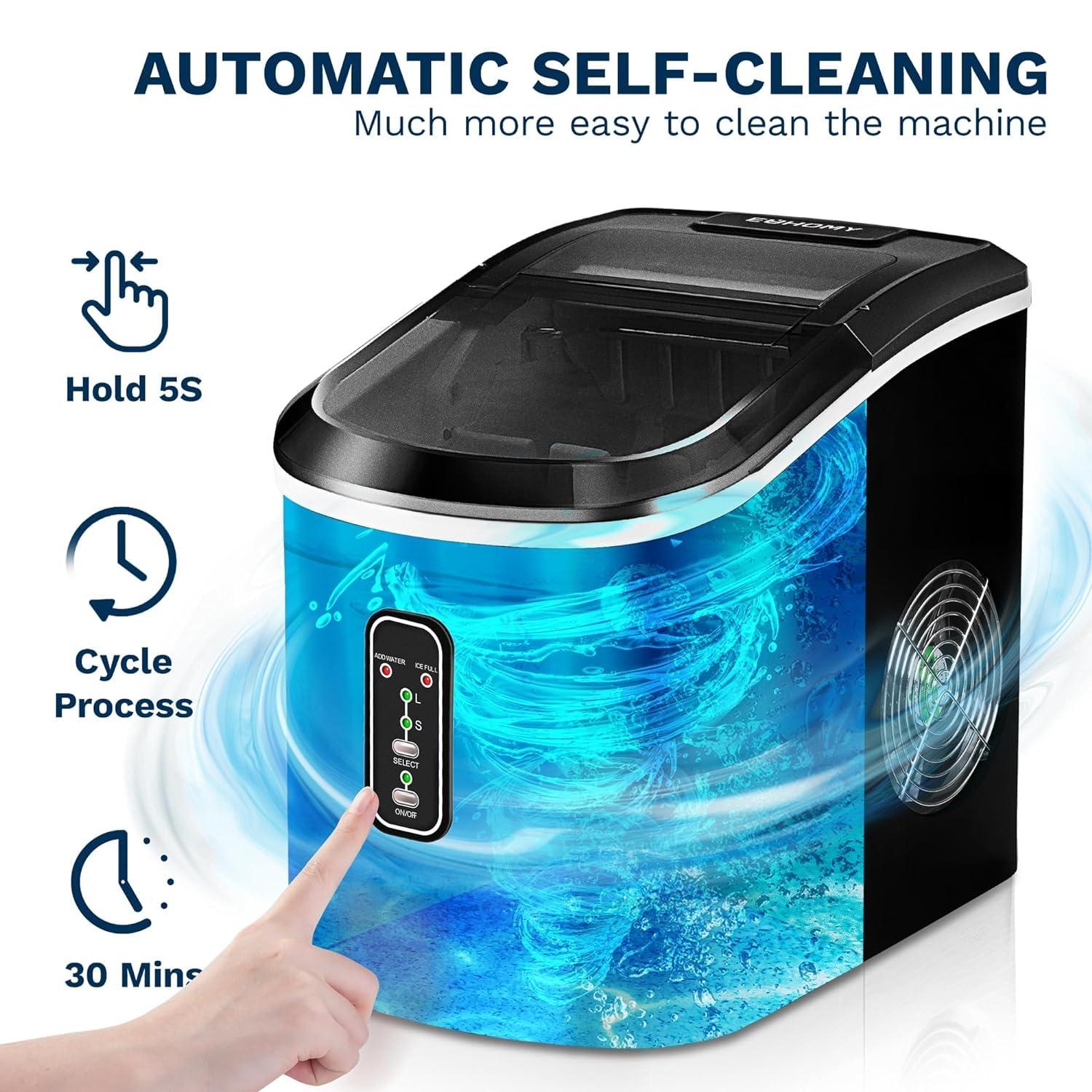 imageEUHOMY Nugget Ice Maker Countertop 44Lbs24H Pebble Ice Maker Machine SelfCleaning Pellet Ice Machine with Ice ScoopampampBasket Sonic Countertop Ice Machine for HomeKitchenOfficeBlackDark Black
