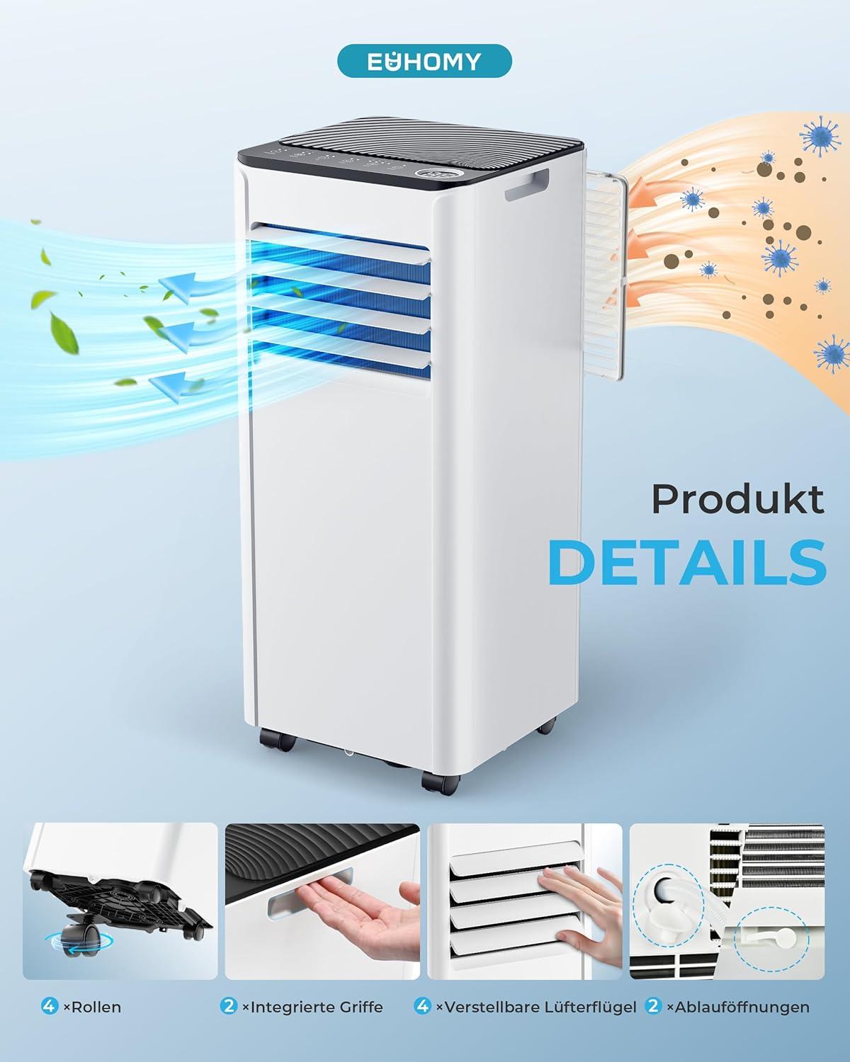 imageEUHOMY Portable Air Conditioners 12000 Btu 3 in 1 Portable Cooling AC with Dehumidifier Fan Modes Standup AC Unit with 46dB Low Noise ampamp 24H Timer Sleep Mode for Bedroom Rooms up to 550 SqFt7 000 BTU