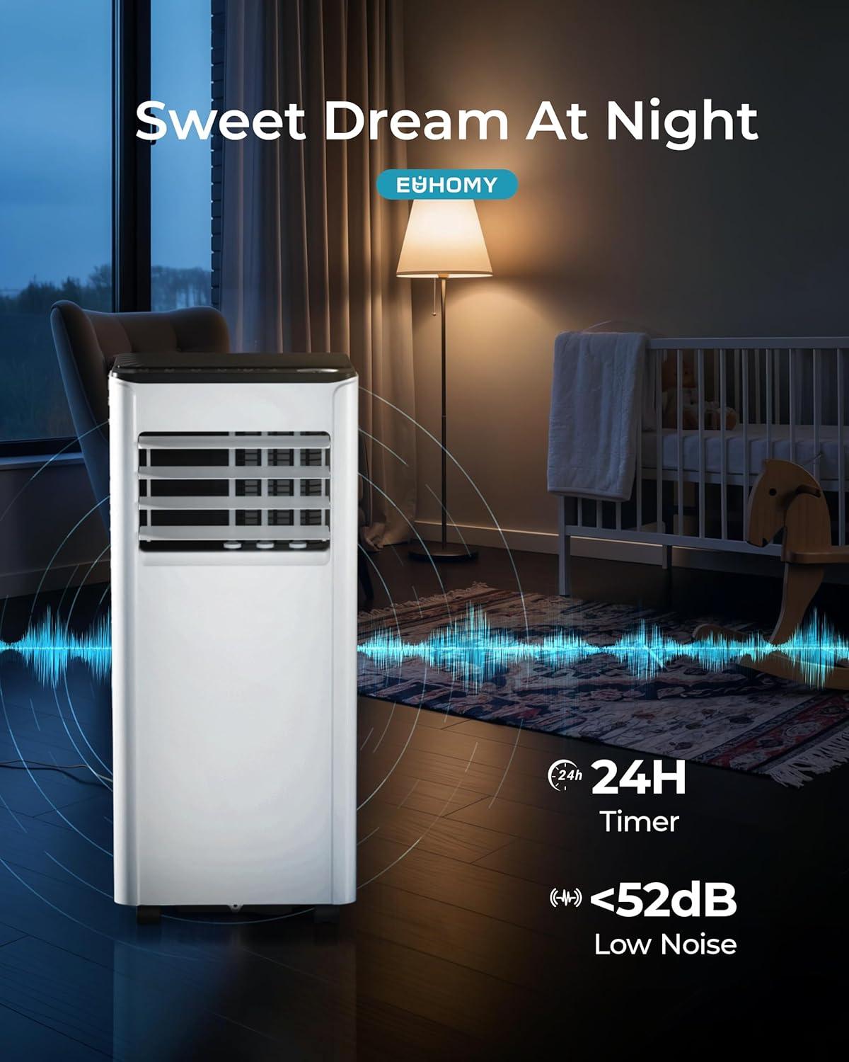 imageEUHOMY Portable Air Conditioners 12000 Btu 3 in 1 Portable Cooling AC with Dehumidifier Fan Modes Standup AC Unit with 46dB Low Noise ampamp 24H Timer Sleep Mode for Bedroom Rooms up to 550 SqFt10 000 BTU