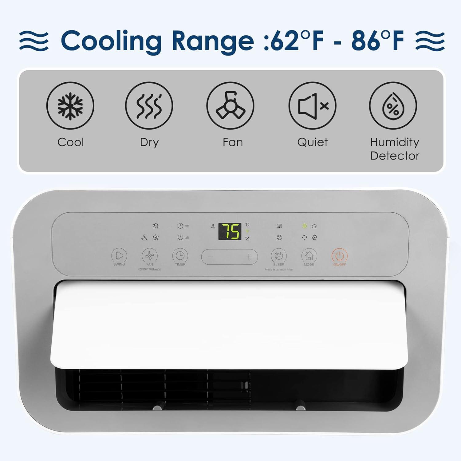 imageEUHOMY Portable Air Conditioners 12000 Btu 3 in 1 Portable Cooling AC with Dehumidifier Fan Modes Standup AC Unit with 46dB Low Noise ampamp 24H Timer Sleep Mode for Bedroom Rooms up to 550 SqFt11 000 BTU