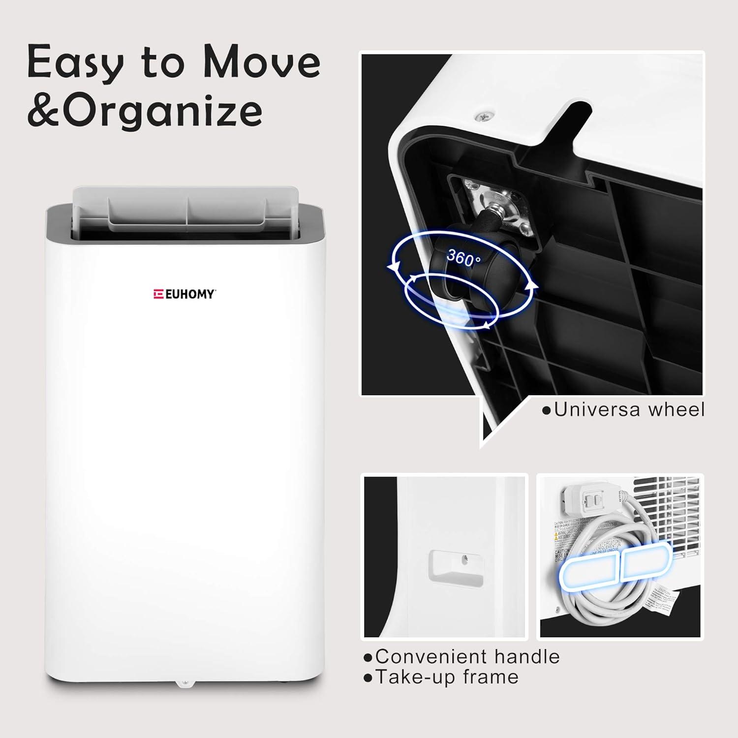 imageEUHOMY Portable Air Conditioners 12000 Btu 3 in 1 Portable Cooling AC with Dehumidifier Fan Modes Standup AC Unit with 46dB Low Noise ampamp 24H Timer Sleep Mode for Bedroom Rooms up to 550 SqFt11 000 BTU