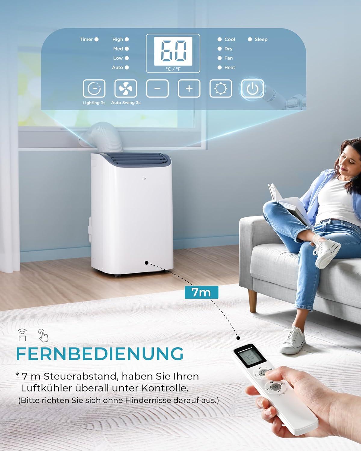 imageEUHOMY Portable Air Conditioners 12000 Btu 3 in 1 Portable Cooling AC with Dehumidifier Fan Modes Standup AC Unit with 46dB Low Noise ampamp 24H Timer Sleep Mode for Bedroom Rooms up to 550 SqFt12 000 BTU
