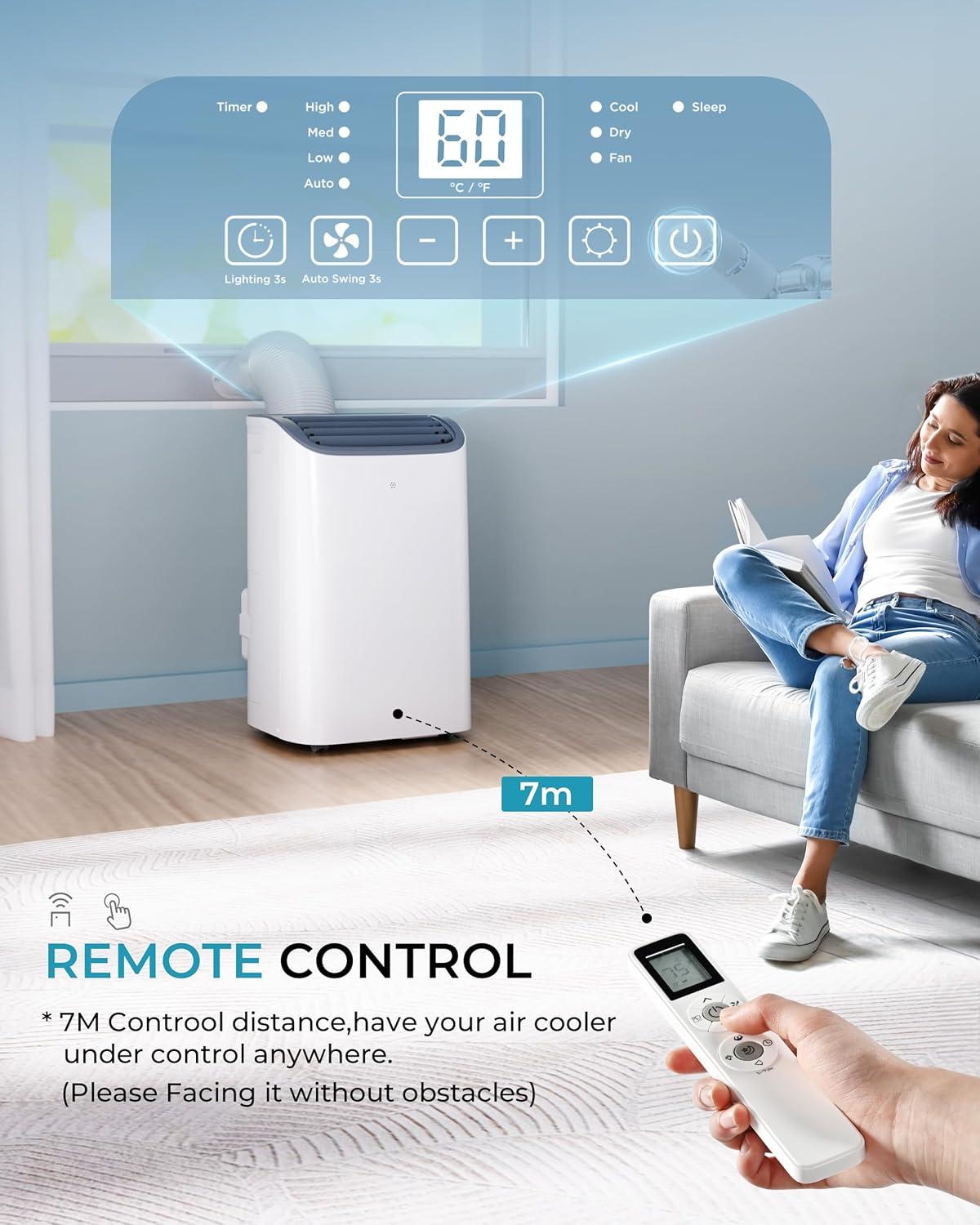 imageEUHOMY Portable Air Conditioners 12000 Btu 3 in 1 Portable Cooling AC with Dehumidifier Fan Modes Standup AC Unit with 46dB Low Noise ampamp 24H Timer Sleep Mode for Bedroom Rooms up to 550 SqFt12 000 BTU  NEW