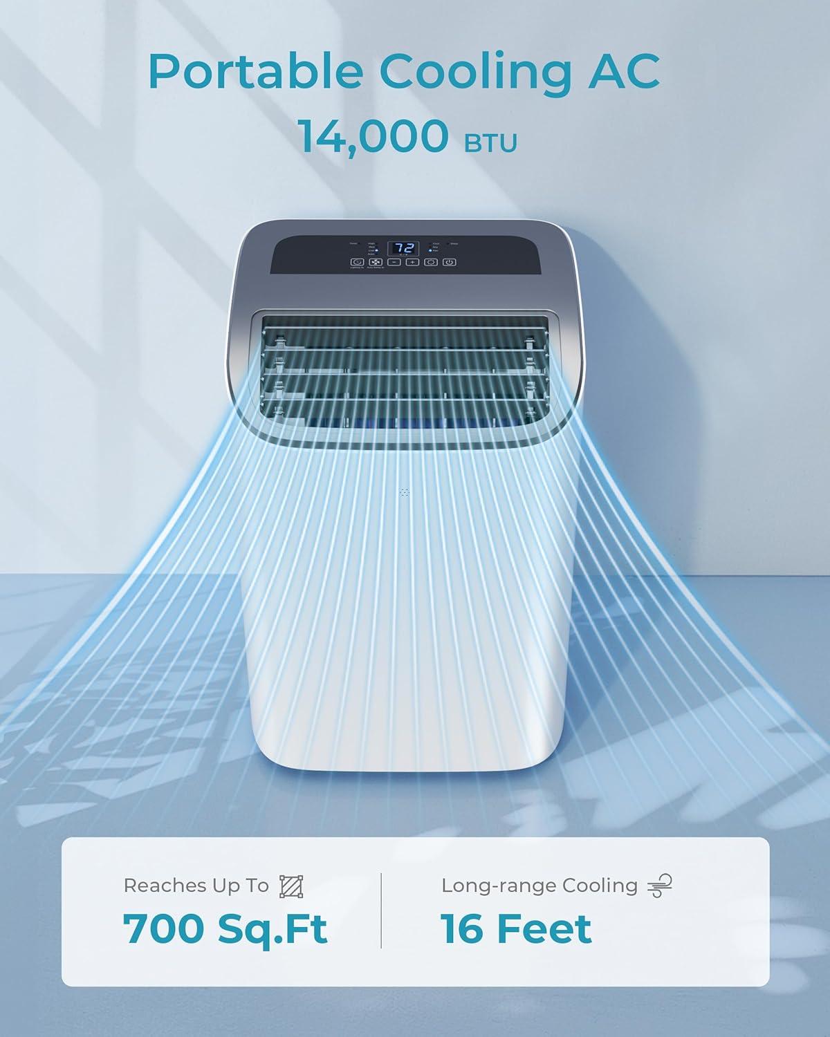 imageEUHOMY Portable Air Conditioners 12000 Btu 3 in 1 Portable Cooling AC with Dehumidifier Fan Modes Standup AC Unit with 46dB Low Noise ampamp 24H Timer Sleep Mode for Bedroom Rooms up to 550 SqFt14 000 BTU