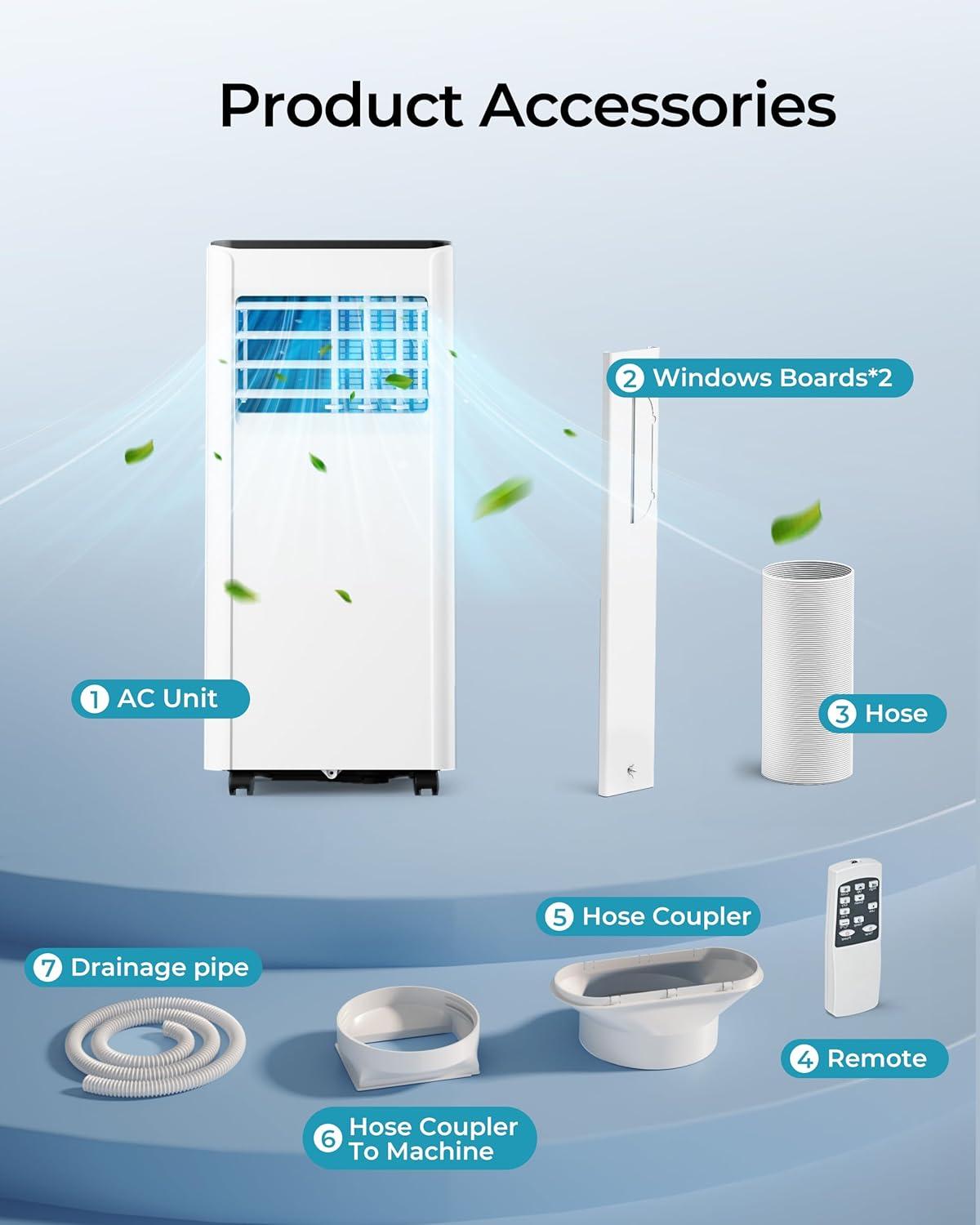 imageEUHOMY Portable Air Conditioners 12000 Btu 3 in 1 Portable Cooling AC with Dehumidifier Fan Modes Standup AC Unit with 46dB Low Noise ampamp 24H Timer Sleep Mode for Bedroom Rooms up to 550 SqFt10 000 BTU