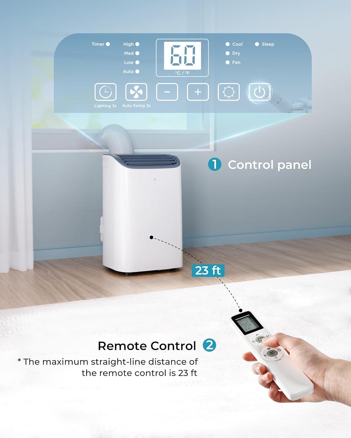 imageEUHOMY Portable Air Conditioners 12000 Btu 3 in 1 Portable Cooling AC with Dehumidifier Fan Modes Standup AC Unit with 46dB Low Noise ampamp 24H Timer Sleep Mode for Bedroom Rooms up to 550 SqFt14 000 BTU