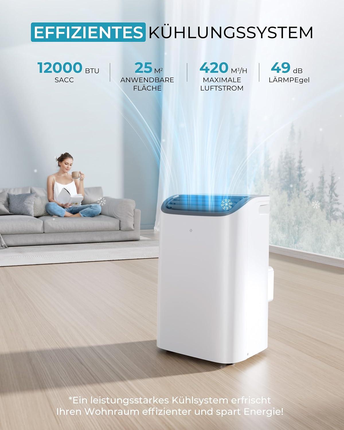 imageEUHOMY Portable Air Conditioners 12000 Btu 3 in 1 Portable Cooling AC with Dehumidifier Fan Modes Standup AC Unit with 46dB Low Noise ampamp 24H Timer Sleep Mode for Bedroom Rooms up to 550 SqFt12 000 BTU