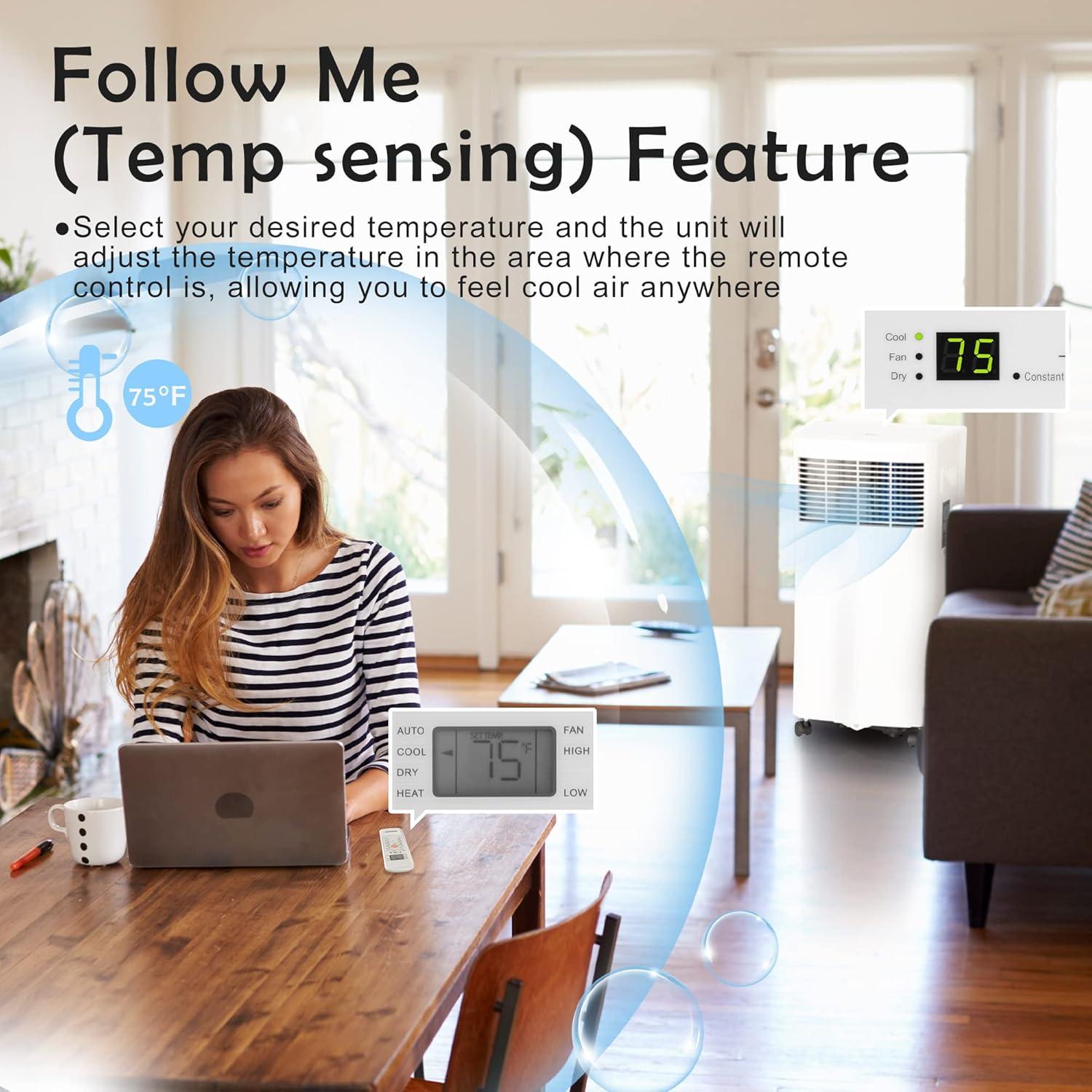 imageEUHOMY Portable Air Conditioners 8000 Btu 3 in 1 Portable Cooling AC with Dehumidifier Fan Sleep Modes AC Unit with Remote Control ampamp 24H Timer for Bedroom Rooms Apartments up to 350 SqFt9 000 BTU