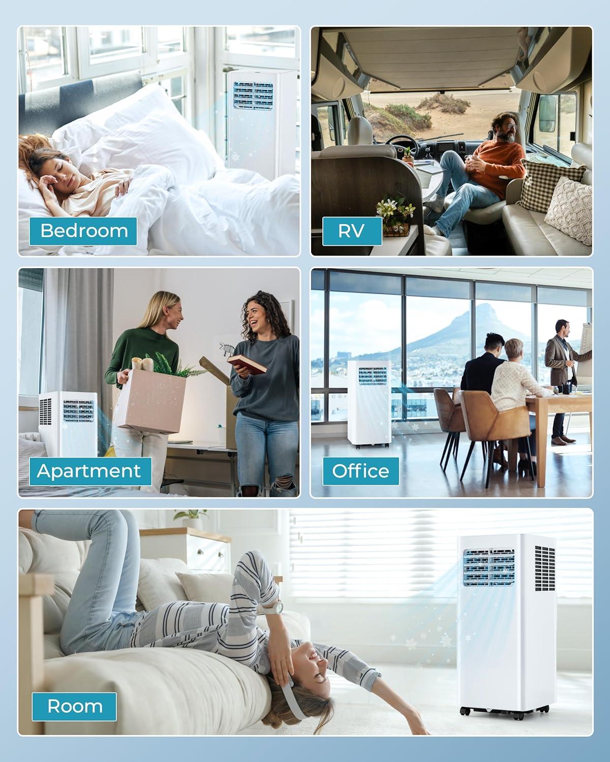 imageEUHOMY Portable Air Conditioners 8000 Btu 3 in 1 Portable Cooling AC with Dehumidifier Fan Sleep Modes AC Unit with Remote Control ampamp 24H Timer for Bedroom Rooms Apartments up to 350 SqFt8 000 BTU