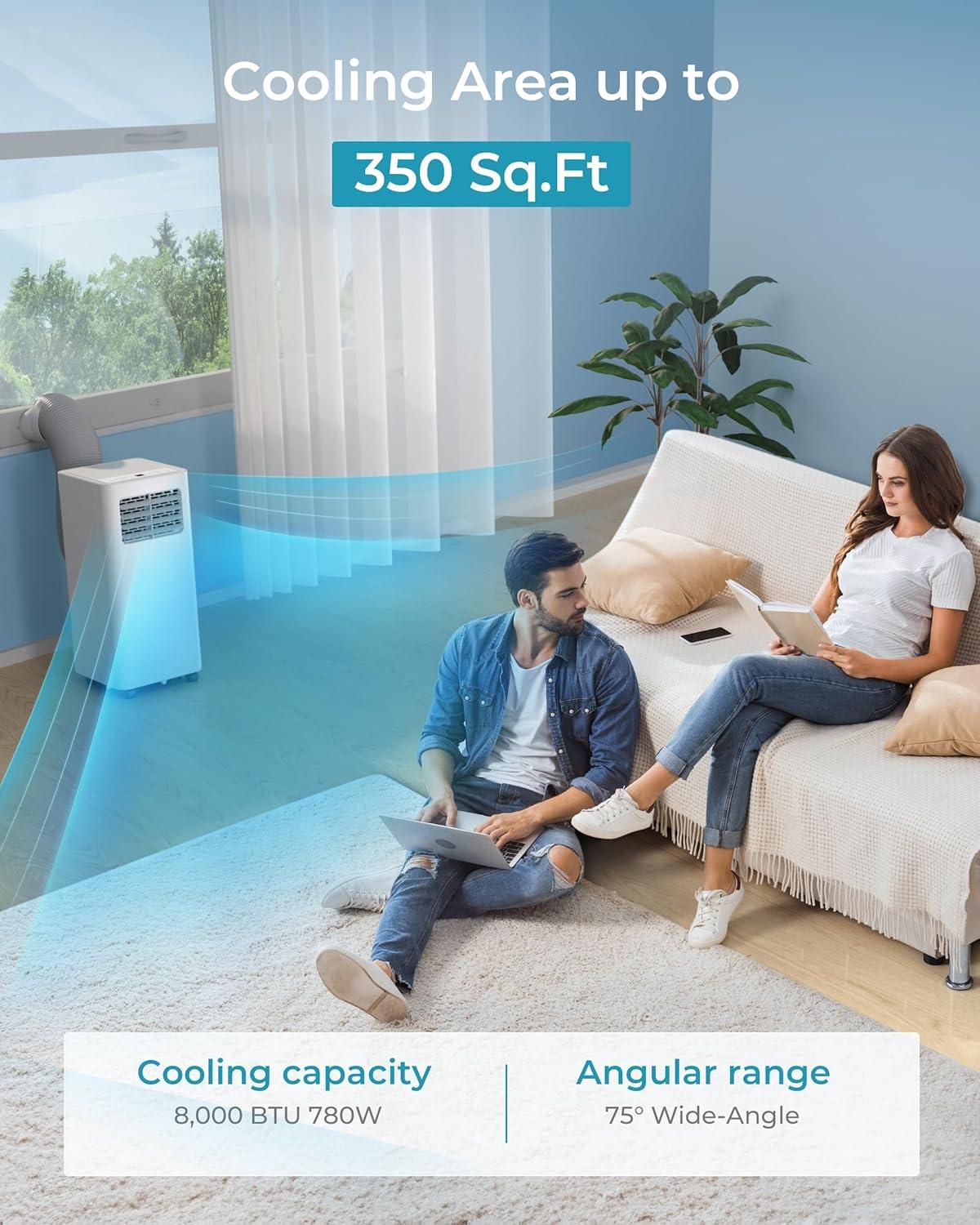 imageEUHOMY Portable Air Conditioners 8000 Btu 3 in 1 Portable Cooling AC with Dehumidifier Fan Sleep Modes AC Unit with Remote Control ampamp 24H Timer for Bedroom Rooms Apartments up to 350 SqFt8 000 BTU