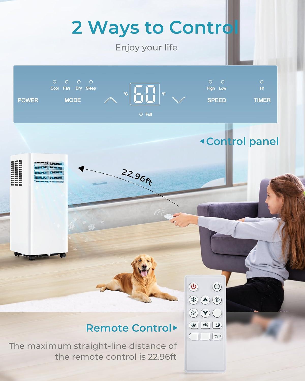 imageEUHOMY Portable Air Conditioners 8000 Btu 3 in 1 Portable Cooling AC with Dehumidifier Fan Sleep Modes AC Unit with Remote Control ampamp 24H Timer for Bedroom Rooms Apartments up to 350 SqFt8 000 BTU