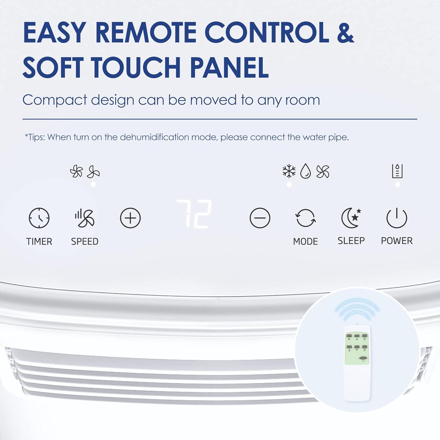 imageEUHOMY Portable Air Conditioners 8000 Btu 3 in 1 Portable Cooling AC with Dehumidifier Fan Sleep Modes AC Unit with Remote Control ampamp 24H Timer for Bedroom Rooms Apartments up to 350 SqFt8 000 BTUs  2024