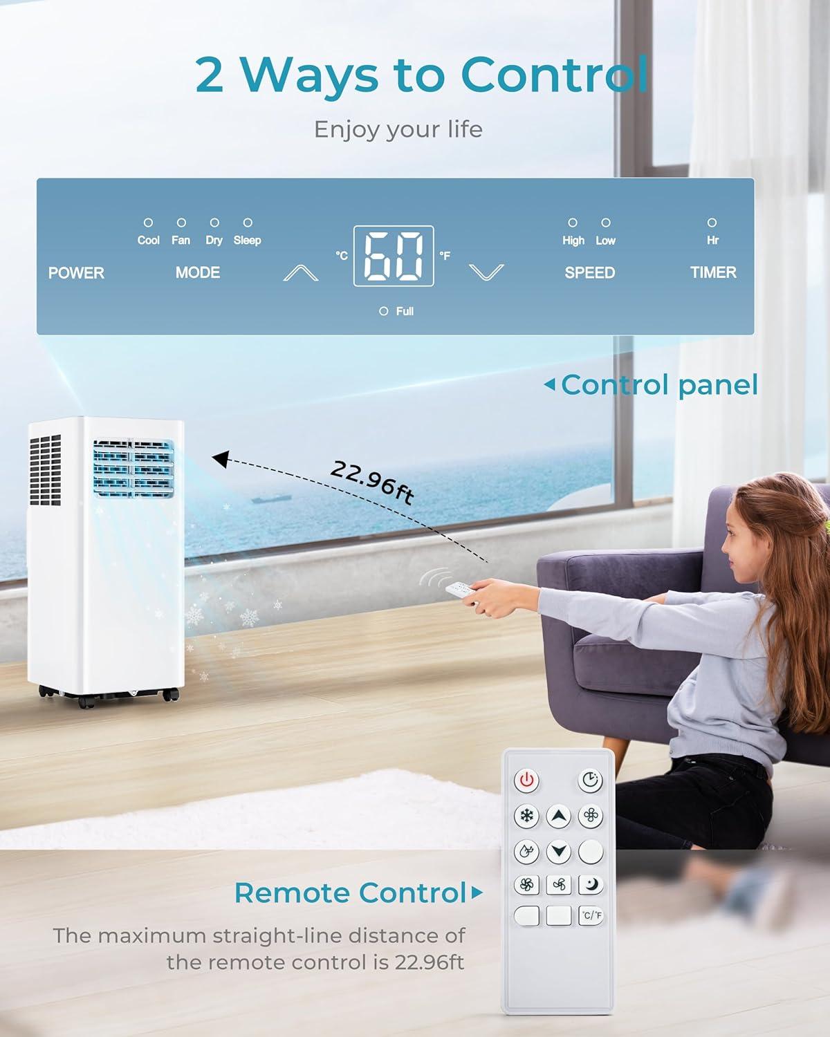 imageEUHOMY Portable Air Conditioners 8000 Btu 3 in 1 Portable Cooling AC with Dehumidifier Fan Sleep Modes AC Unit with Remote Control ampamp 24H Timer for Bedroom Rooms Apartments up to 350 SqFt10 000 BTU