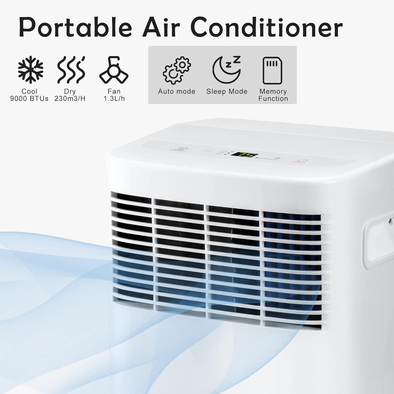 imageEUHOMY Portable Air Conditioners 8000 Btu 3 in 1 Portable Cooling AC with Dehumidifier Fan Sleep Modes AC Unit with Remote Control ampamp 24H Timer for Bedroom Rooms Apartments up to 350 SqFt9 000 BTU