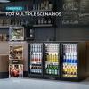 imageEUHOMY 114CuFt Back Bar Cooler With 3 Glass Doors 53quot Counter Height Beverage Refrigerator with LED Lighting Commercial Display Bar Fridge for BeerSoda DrinksWine Black3 Door Back Bar Cooler