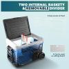 imageEUHOMY 12 Volt Refrigerator 53QT50L Electric Cooler Portable Freezer 12V24V DC 100240V AC 12V Fridge 468 12V Cooler with Wheels ampamp 2 Baskets for Travel Truck Boat CampingRefrigerator