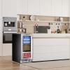 imageEUHOMY 15 Inch Beverage Refrigerator Cooler Under Counter 127 Cans Beverage Fridge Builtin or Freestanding with Glass Door LED Light Beer Fridge for Soda Water Wine  Home Kitchen Bar