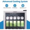 imageEUHOMY 48 Can Beverage Refrigerator coolerMini Fridge Glass Door for Beer Drinks Wines Countertop Beverage Fridge with Adjustable Shelves Blue LED for HomeOfficeDormBar 13 cuft32 CUFT