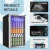 imageEUHOMY 48 Can Beverage Refrigerator coolerMini Fridge Glass Door for Beer Drinks Wines Countertop Beverage Fridge with Adjustable Shelves Blue LED for HomeOfficeDormBar 13 cuft32 CUFT