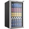 imageEUHOMY Beverage Refrigerator and Cooler 128 Can Mini fridge with Glass Door Small Refrigerator with Adjustable Shelves for Soda Beer or Wine HomeBarOffice BlackSilver