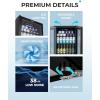 imageEUHOMY Beverage Refrigerator and Cooler 128 Can Mini fridge with Glass Door Small Refrigerator with Adjustable Shelves for Soda Beer or Wine HomeBarOffice BlackBlack