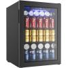 imageEUHOMY Beverage Refrigerator and Cooler 128 Can Mini fridge with Glass Door Small Refrigerator with Adjustable Shelves for Soda Beer or Wine HomeBarOffice BlackBlack