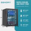 imageEUHOMY Beverage Refrigerator and Cooler 128 Can Mini fridge with Glass Door Small Refrigerator with Adjustable Shelves for Soda Beer or Wine HomeBarOffice BlackBlack