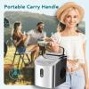 imageEUHOMY Countertop Ice Maker Machine with Handle 263lbs Per Day 9 Cubes in 6 Mins AutoCleaning Portable Ice Maker with Basket and Scoop for HomeKitchenCampingRV SilverStainless Steel Silver