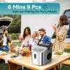 imageEUHOMY Countertop Ice Maker Machine with Handle 263lbs Per Day 9 Cubes in 6 Mins AutoCleaning Portable Ice Maker with Basket and Scoop for HomeKitchenCampingRV SilverStainless Steel Silver