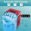 imageEUHOMY Countertop Ice Maker Machine with Handle 26lbs in 24Hrs 9 Ice Cubes Ready in 6 Mins AutoCleaning Portable Ice Maker with Basket and Scoop for HomeKitchenCampingRV BlackRed