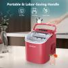 imageEUHOMY Countertop Ice Maker Machine with Handle 26lbs in 24Hrs 9 Ice Cubes Ready in 6 Mins AutoCleaning Portable Ice Maker with Basket and Scoop for HomeKitchenCampingRV BlackRed