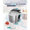 imageEUHOMY Countertop Ice Maker Machine with Handle 26lbs in 24Hrs 9 Ice Cubes Ready in 6 Mins AutoCleaning Portable Ice Maker with Basket and Scoop for HomeKitchenCampingRV BlackLight Grey