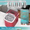 imageEUHOMY Countertop Ice Maker Machine with Handle 26lbs in 24Hrs 9 Ice Cubes Ready in 6 Mins AutoCleaning Portable Ice Maker with Basket and Scoop for HomeKitchenCampingRV BlackRed