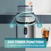 imageEUHOMY Ice Cube Maker Machine Countertop with External Water Tank 34Lbs 16Pcs Ready in 13 Mins 2 Ways to Add Water AutoCleaning with Ice Scoop ampamp Basket for HomeKitchenOfficeBar BlackStainless Steel Silver