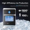 imageEUHOMY LunaArc Crescent Ice Maker Countertop 1600PcsDay Ready in 12Mins Auto Deep Cleaning Timer Portable Ice Maker Machine with Clear Ice Cubes for WhiskeyCoffeeSoft DrinksBlack