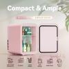 imageEUHOMY Mini Fridge 4 Liter6 Cans ACDC Small Refrigerator for Skincare Portable Cooler and Warmer for Skin Care Cosmetics Beverage 4L Makeup Mini Fridge for Bedroom Car Office Dorm PinkPink