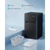 imageEUHOMY Mini Fridge with Freezer 32 CuFt Mini Refrigerator fridge 2 door For BedroomDormOfficeApartment  Food Storage or Cooling drinks SilverBlack