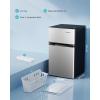 imageEUHOMY Mini Fridge with Freezer 32 CuFt Mini Refrigerator fridge 2 door For BedroomDormOfficeApartment  Food Storage or Cooling drinks SilverSilver