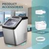 imageEUHOMY Nugget Ice Maker Countertop Max 34lbsDay 2 Way Water Refill SelfCleaning Pebble Ice Maker Machine with 3Qt Reservoir Ideal for Home Office Bar and Party SilverStainless Steel Sliver