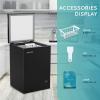 imageEUHOMY Upright freezer 21 Cubic Feet Single Door Compact Mini Freezer with Reversible Stainless Steel Door Removable Shelves Small freezer for HomeDormsApartmentOffice Silver35 CUFT With Wheels