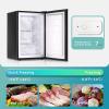 imageEUHOMY Upright freezer 30 Cubic Feet Single Door Compact Mini Freezer with Reversible Stainless Steel Door Small freezer for HomeDormsApartmentOffice SilverBlack