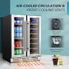 imageEUHOMY Wine and Beverage Refrigerator 24 Inch Dual Zone Wine Cooler with Glass Door Hold 21 Bottles and 88 Cans Built in or Under Counter Wine Fridge with Blue LED Light